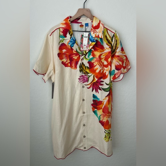 NWT Farm Rio x Anthropologie Scalloped Shirt Dress XL - Picture 4 of 7